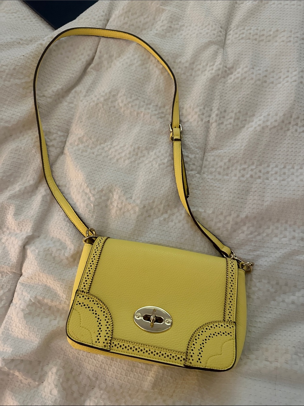 Charming Charlie Bright Yellow Crossbody with Gold Turnlock